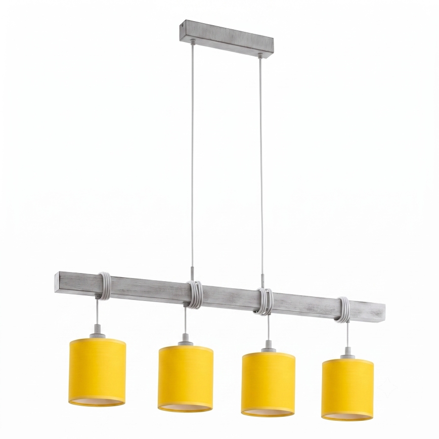 Brilagi - LED luster na sajli NUBILA 4xE27/60W/230V siva/žuta
