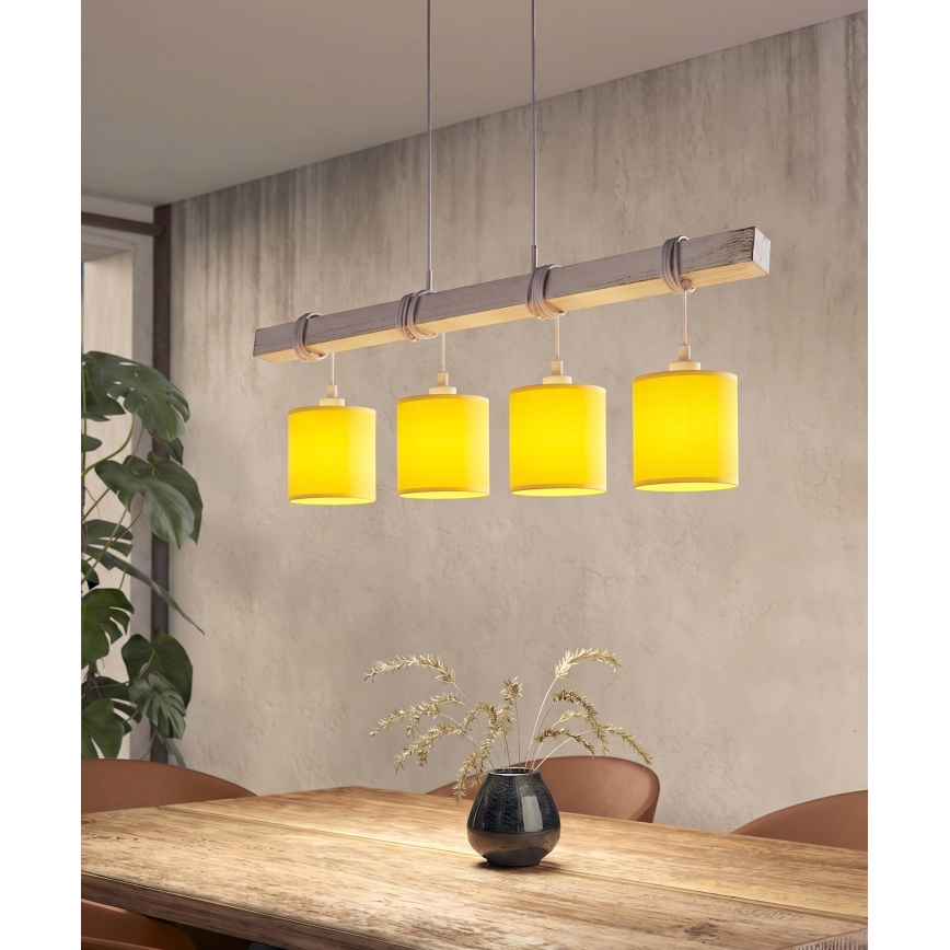 Brilagi - LED luster na sajli NUBILA 4xE27/60W/230V siva/žuta