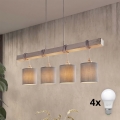 Brilagi - LED luster na sajli NUBILA 4xE27/60W/230V sivi