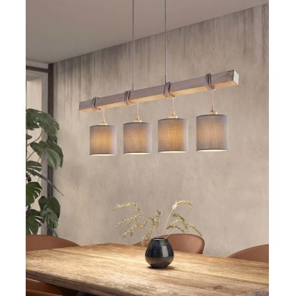 Brilagi - LED luster na sajli NUBILA 4xE27/60W/230V sivi