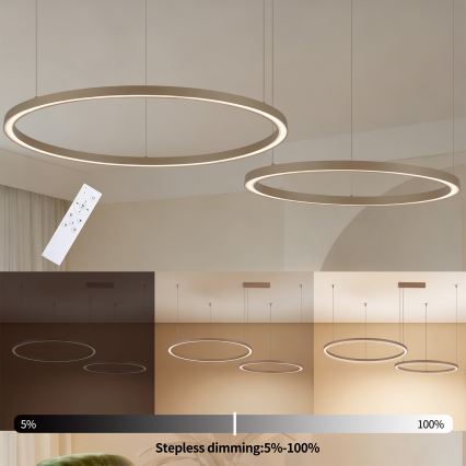 BRILAGI - LED prigušivi luster na sajli PORTOFINO LED/98W/230V 3000-6000K bež + s daljinskim upravljačem