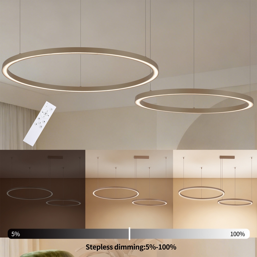 BRILAGI - LED prigušivi luster na sajli PORTOFINO LED/98W/230V 3000-6000K bež + s daljinskim upravljačem