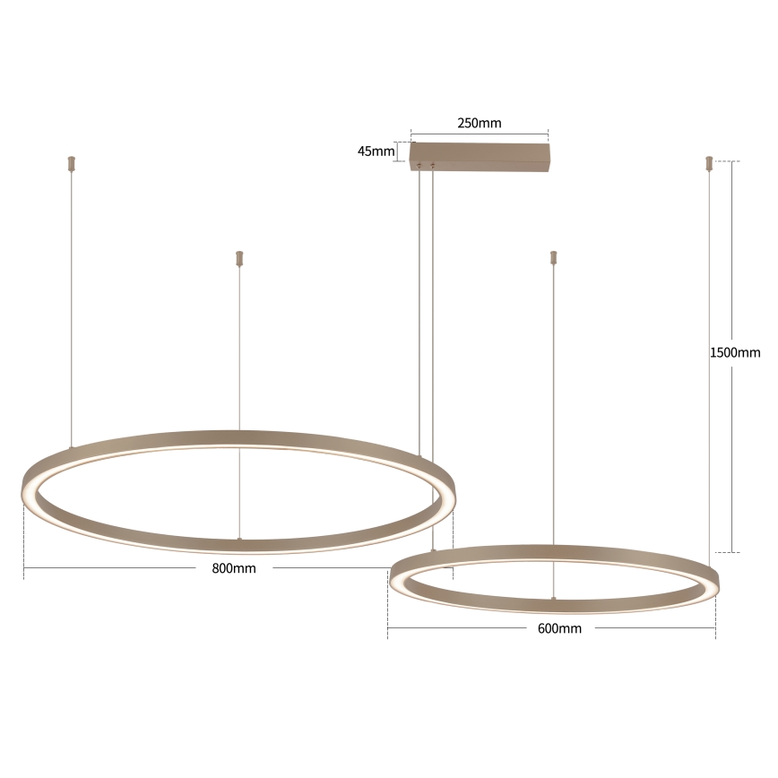 BRILAGI - LED prigušivi luster na sajli PORTOFINO LED/98W/230V 3000-6000K bež + s daljinskim upravljačem