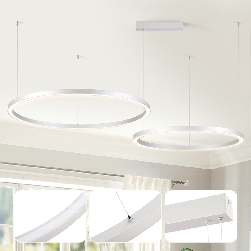Brilagi - Prigušivi LED luster na sajli PORTOFINO LED/98W/230V 3000-6000K srebrni + daljinski upravljač