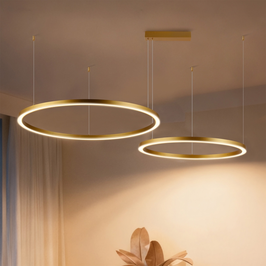 Brilagi - Prigušivi LED luster na sajli PORTOFINO LED/98W/230V 3000-6000K zlatni + daljinski upravljač