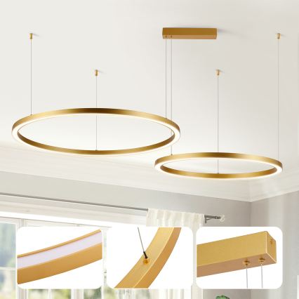 Brilagi - Prigušivi LED luster na sajli PORTOFINO LED/98W/230V 3000-6000K zlatni + daljinski upravljač
