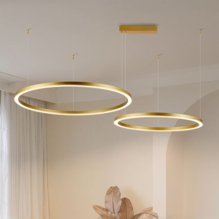 Brilagi - Prigušivi LED luster na sajli PORTOFINO LED/98W/230V 3000-6000K zlatni + daljinski upravljač