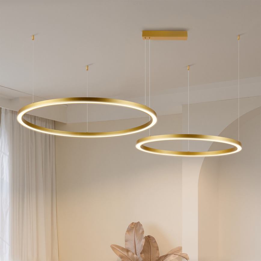 Brilagi - Prigušivi LED luster na sajli PORTOFINO LED/98W/230V 3000-6000K zlatni + daljinski upravljač