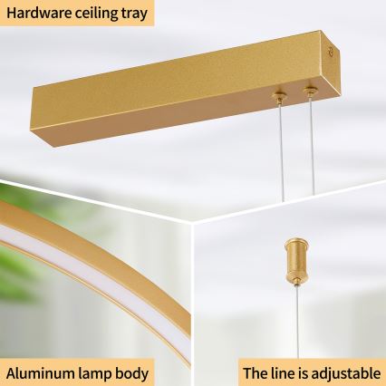 Brilagi - Prigušivi LED luster na sajli PORTOFINO LED/98W/230V 3000-6000K zlatni + daljinski upravljač