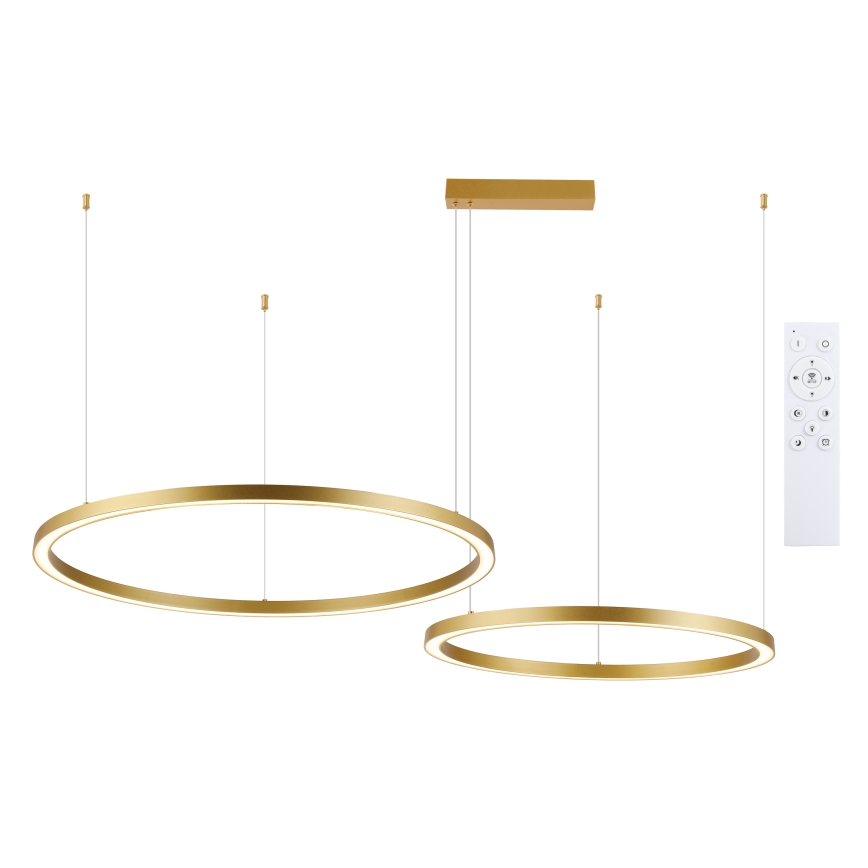 Brilagi - Prigušivi LED luster na sajli PORTOFINO LED/98W/230V 3000-6000K zlatni + daljinski upravljač