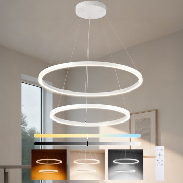 Brilagi - LED luster na sajli PORTOFINO s mogućnošću prigušivanja LED/98W/230V 3000-6000K Ø 80 cm bijela + daljinski upravljač