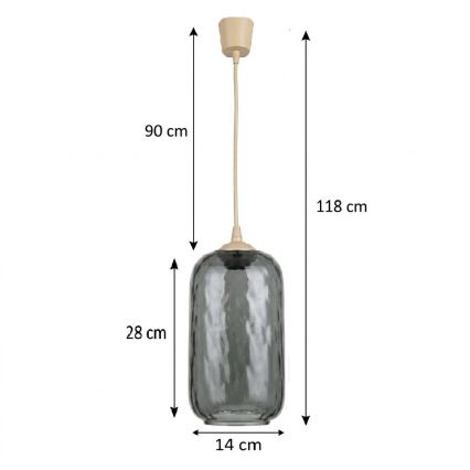Brilagi - LED luster na sajli RETRO GLASS 1xE27/60W/230V promjer 14 cm bež/dimno siva