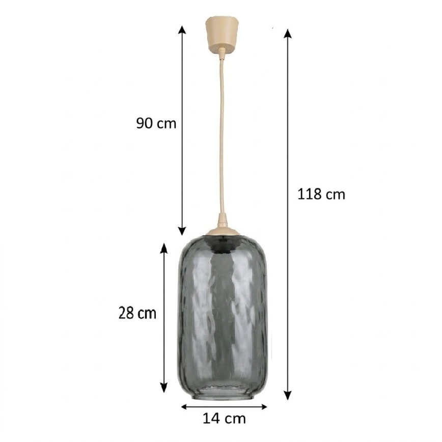 Brilagi - LED luster na sajli RETRO GLASS 1xE27/60W/230V promjer 14 cm bež/dimno siva