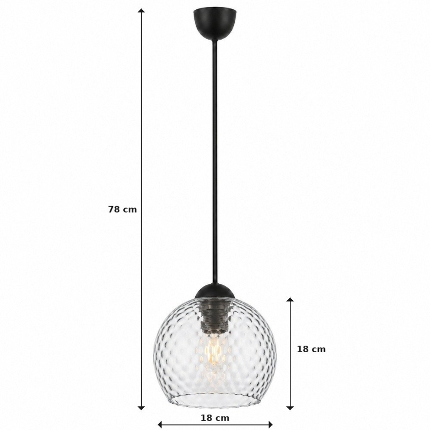 BRILAGI - LED luster na sajli RETRO GLASS 1xE27/60W/230V Ø 18 cm crna/dimno-siva