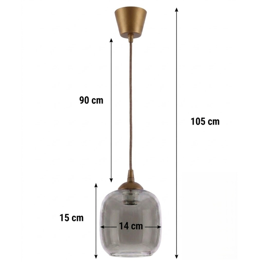 BRILAGI - LED luster na sajli RETRO GLASS 1xE27/60W/230V pr. 14 cm smeđa/zadimljeno siva