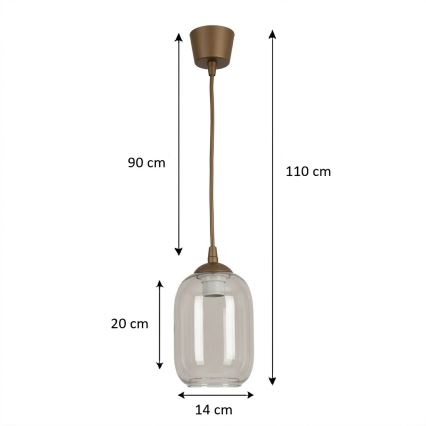 Brilagi - LED luster na kabelu RETRO GLASS 1xE27/60W/230V promjer 14 cm smeđa/zadimljeno siva