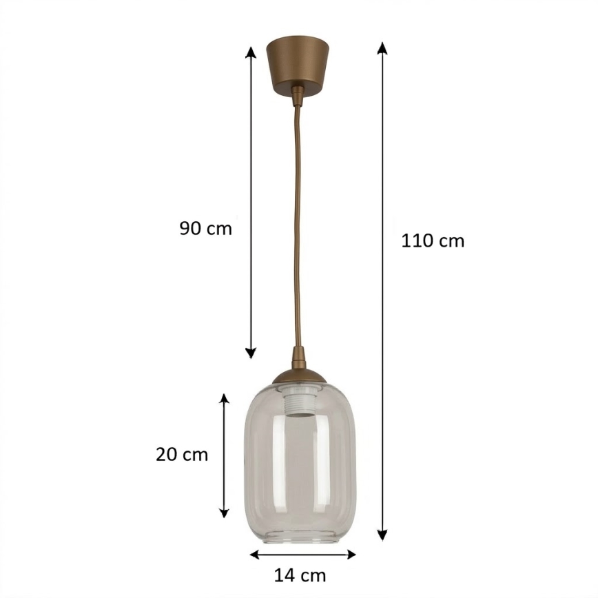 Brilagi - LED luster na kabelu RETRO GLASS 1xE27/60W/230V promjer 14 cm smeđa/zadimljeno siva