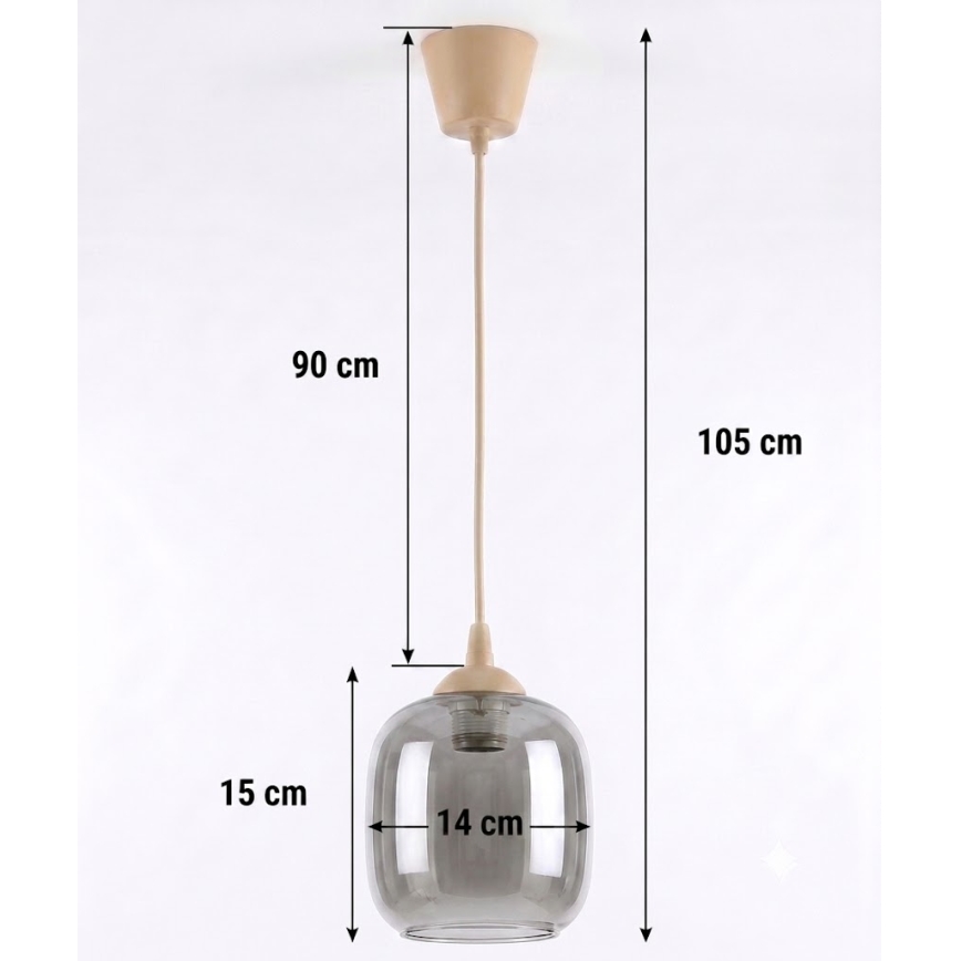 BRILAGI - LED luster na sajli RETRO GLASS 1xE27/60W/230V pr. 14 cm bež/dimno siva
