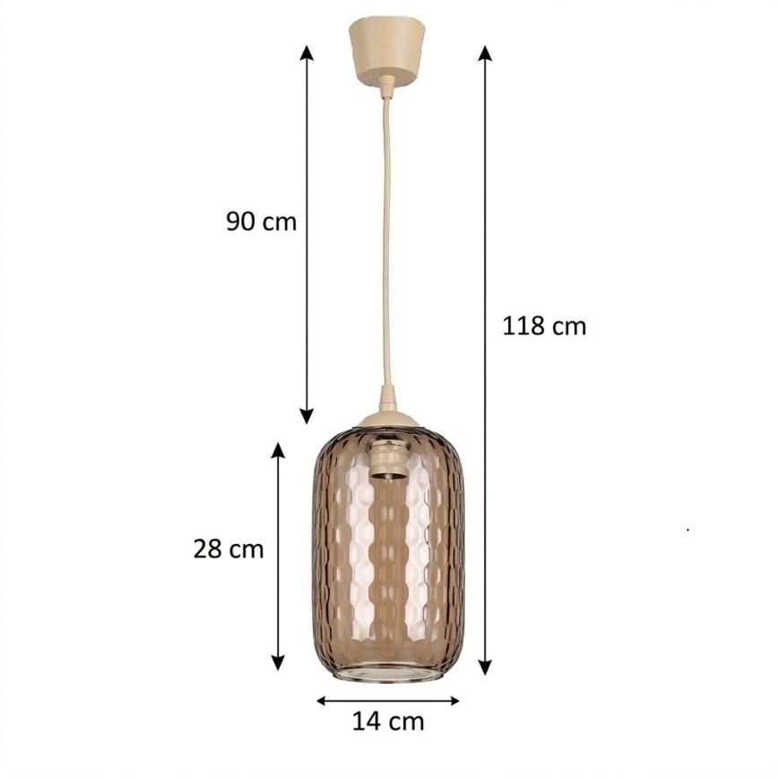 Brilagi - LED luster na kabelu RETRO GLASS 1xE27/60W/230V Ø 14 cm bež/dimno-smeđa