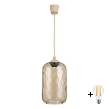 Brilagi - LED luster na sajli R GLASS 1xE27/60W/230V Ø 14 cm bež/zadimljeno smeđa
