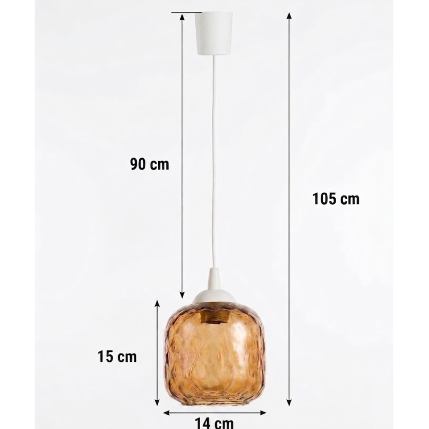 Brilagi - LED luster na sajli RETRO GLASS 1xE27/60W/230V Ø 14 cm bijela/zadimljeno-smeđa