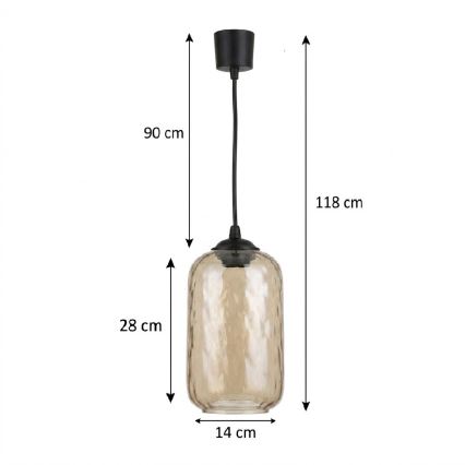 Brilagi - LED luster na kabelu RETRO GLASS 1xE27/60W/230V pr. 14 cm crna/dimljeno-smeđa
