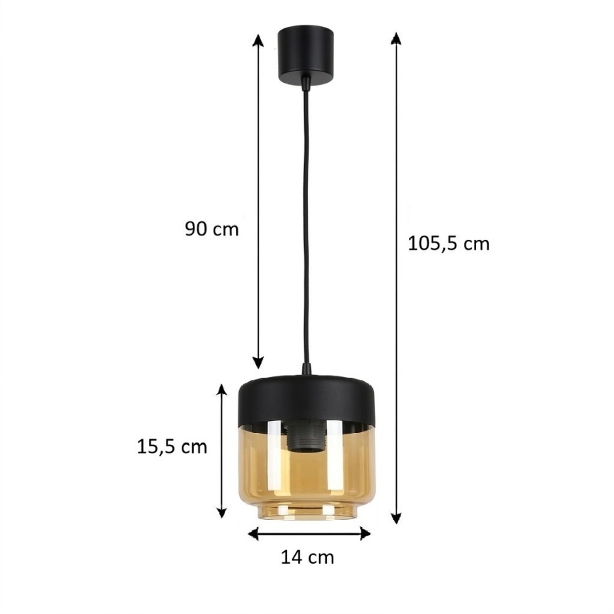 Brilagi - LED luster na kabelu RETRO GLASS 1xE27/60W/230V Ø 14 cm crna/dimljeno bež