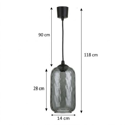 Brilagi - LED luster na sajli RETRO GLASS 1xE27/60W/230V Ø 14 cm crna/zadimljeno siva