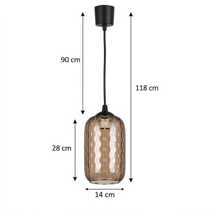 Brilagi - LED luster na sajli RETRO GLASS 1xE27/60W/230V Ø 14 cm crna/zadimljeno-smeđa