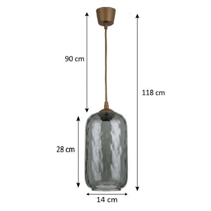 Brilagi - LED luster na kabelu RETRO GLASS 1xE27/60W/230V Ø 14 cm smeđa/zadimljeno-siva
