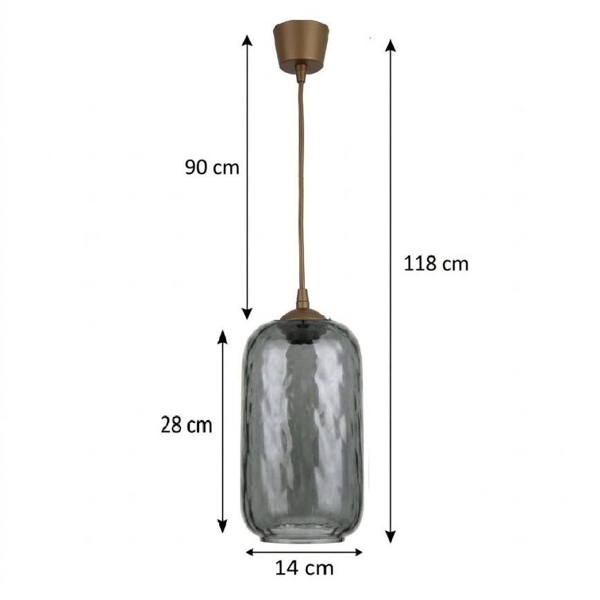 Brilagi - LED luster na kabelu RETRO GLASS 1xE27/60W/230V Ø 14 cm smeđa/zadimljeno-siva