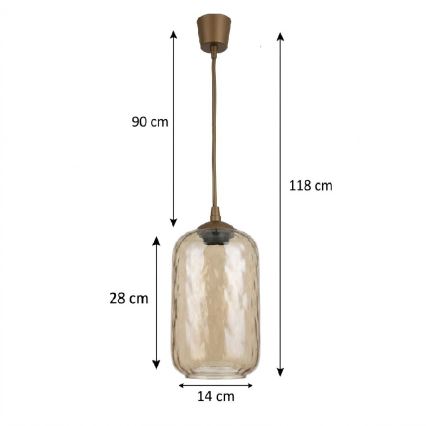 Brilagi - LED luster na sajli RETRO GLASS 1xE27/60W/230V pr. 14 cm smeđa/dimljeno smeđa