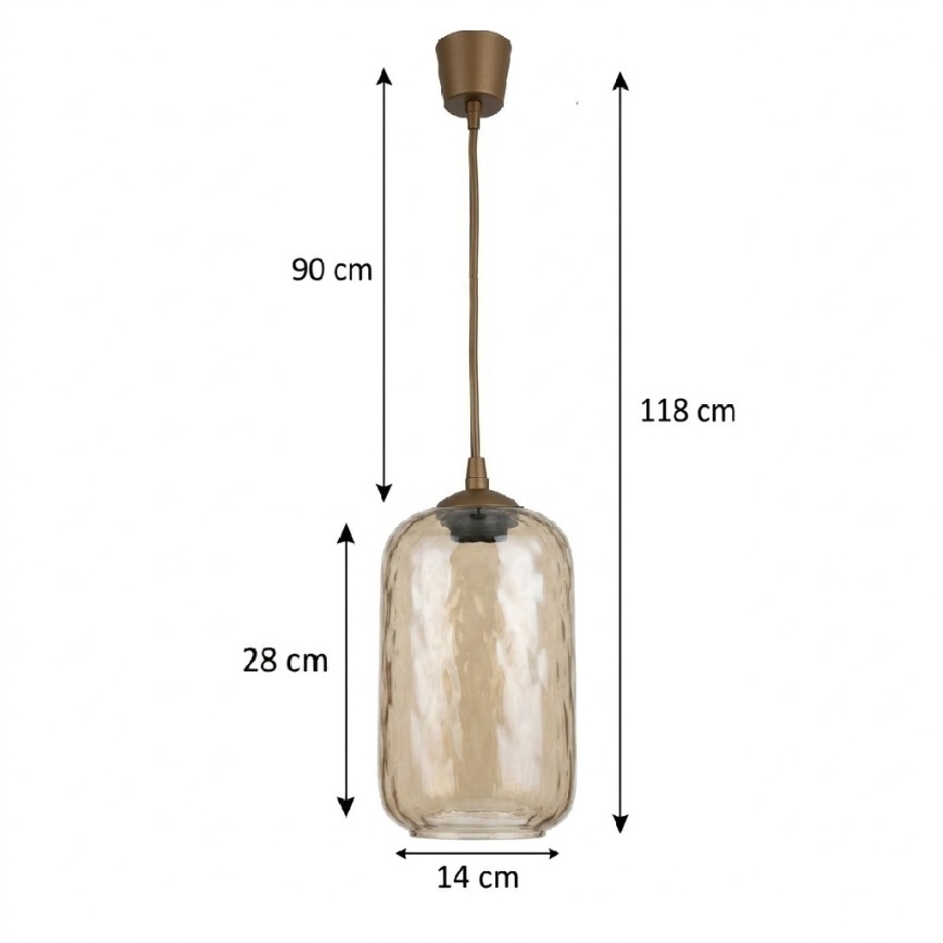 Brilagi - LED luster na sajli RETRO GLASS 1xE27/60W/230V pr. 14 cm smeđa/dimljeno smeđa