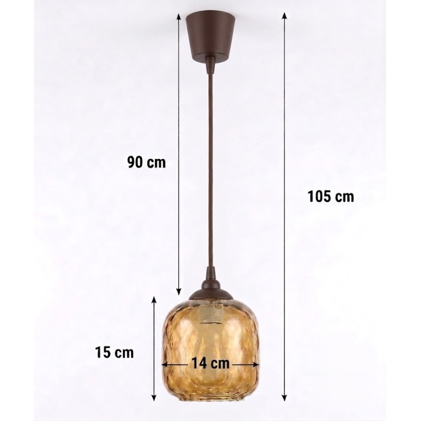 BRILAGI - LED luster na kabelu RETRO GLASS 1xE27/60W/230V Ø 14 cm smeđa/dimljeno smeđa