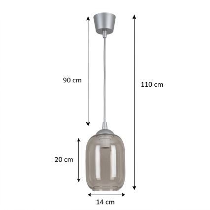Brilagi - LED luster na sajli RETRO GLASS 1xE27/60W/230V Ø 14 cm srebrna/dimno siva