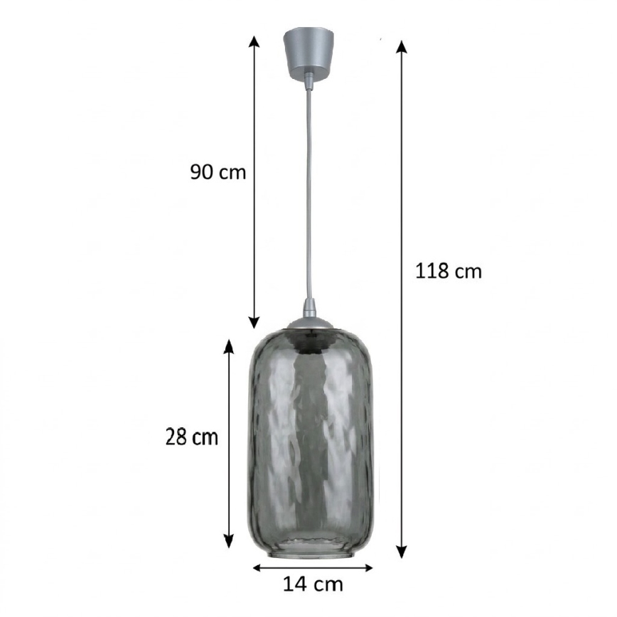 Brilagi - LED luster na sajli RETRO GLASS 1xE27/60W/230V Ø 14 cm srebrna/zadimljeno-siva