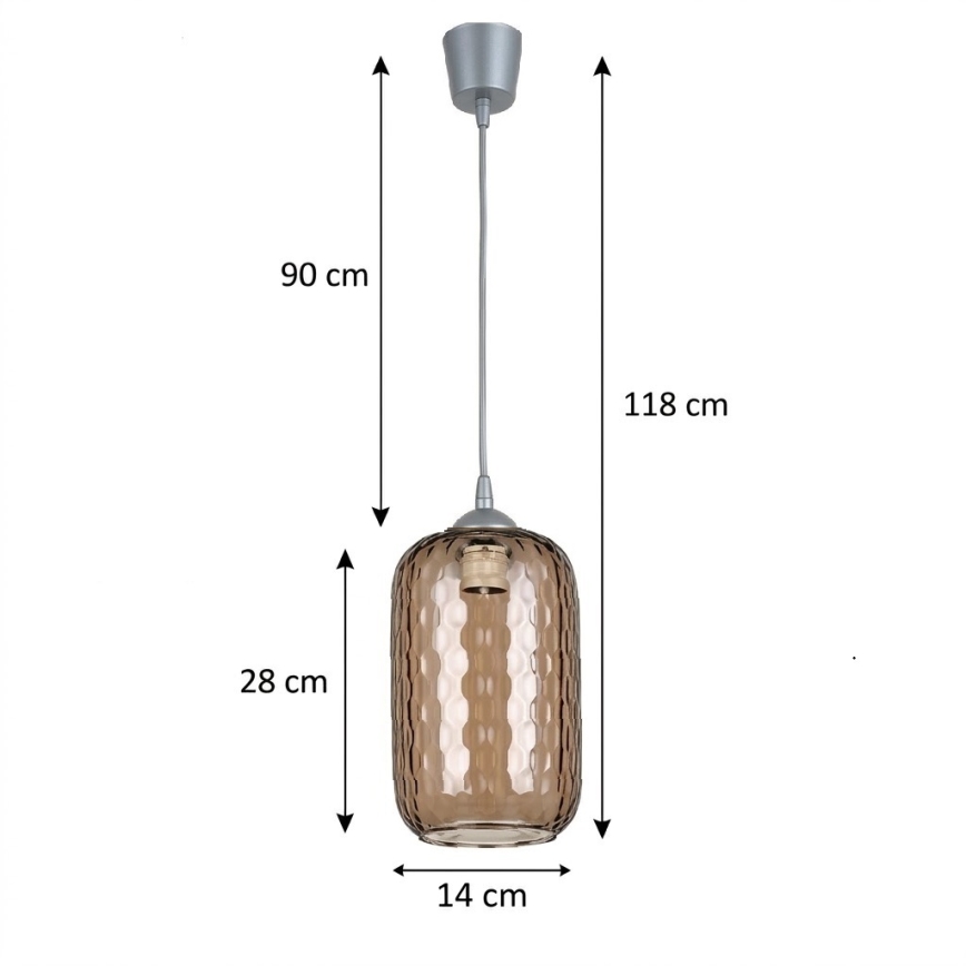 Brilagi - LED luster na sajli RETRO GLASS 1xE27/60W/230V Ø 14 cm srebrna/zadimljeno smeđa