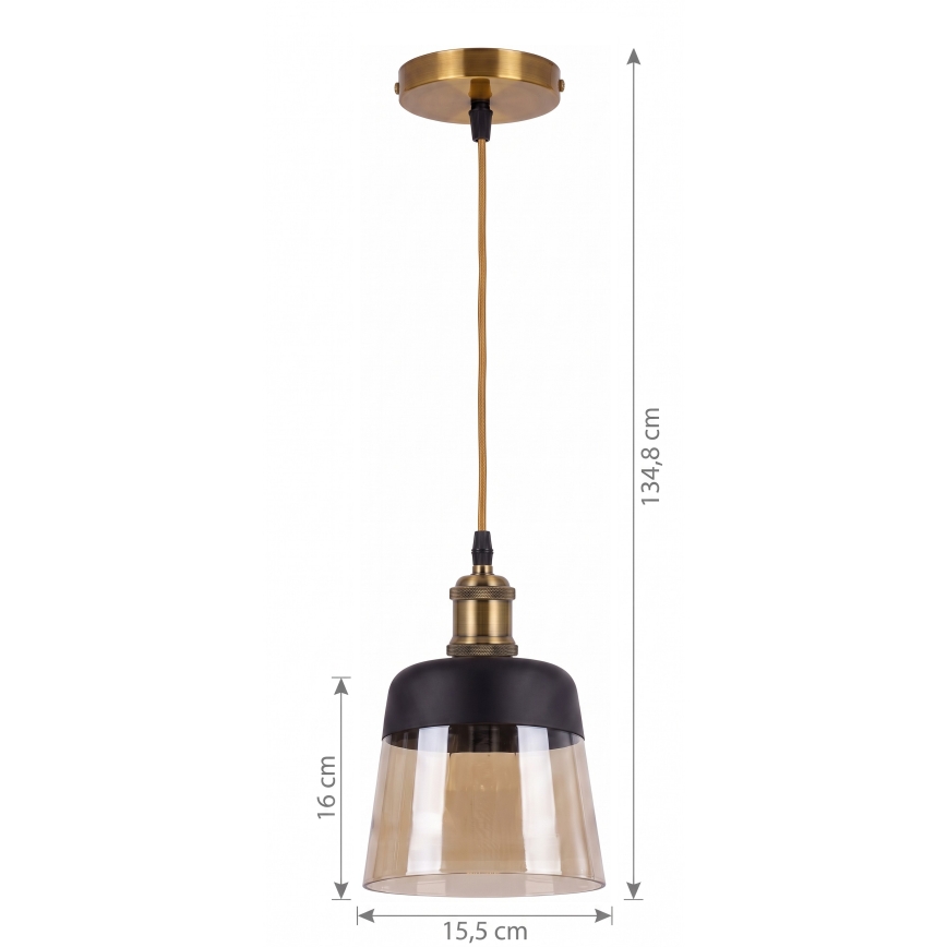 BRILAGI - LED luster na sajli RETRO GLASS 1xE27/60W/230V pr. 15,5 cm zlatna/zadimljeno bež