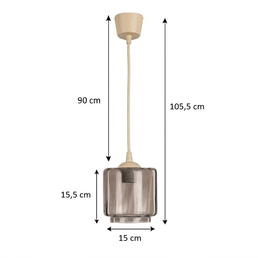 Brilagi - LED luster na kabelu RETRO GLASS 1xE27/60W/230V Ø 15 cm bež/dimno-bež