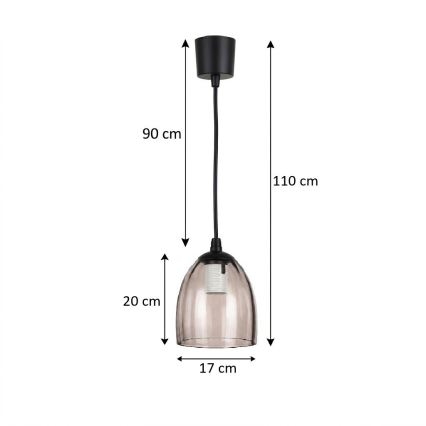 Brilagi - LED luster na užetu RETRO GLASS 1xE27/60W/230V prom. 17 cm crna/dimljeno bež
