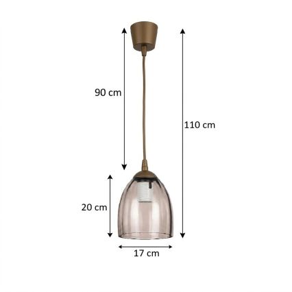 Brilagi - LED visilica na kabelu RETRO GLASS 1xE27/60W/230V pr. 17 cm smeđa/dimljeno bež