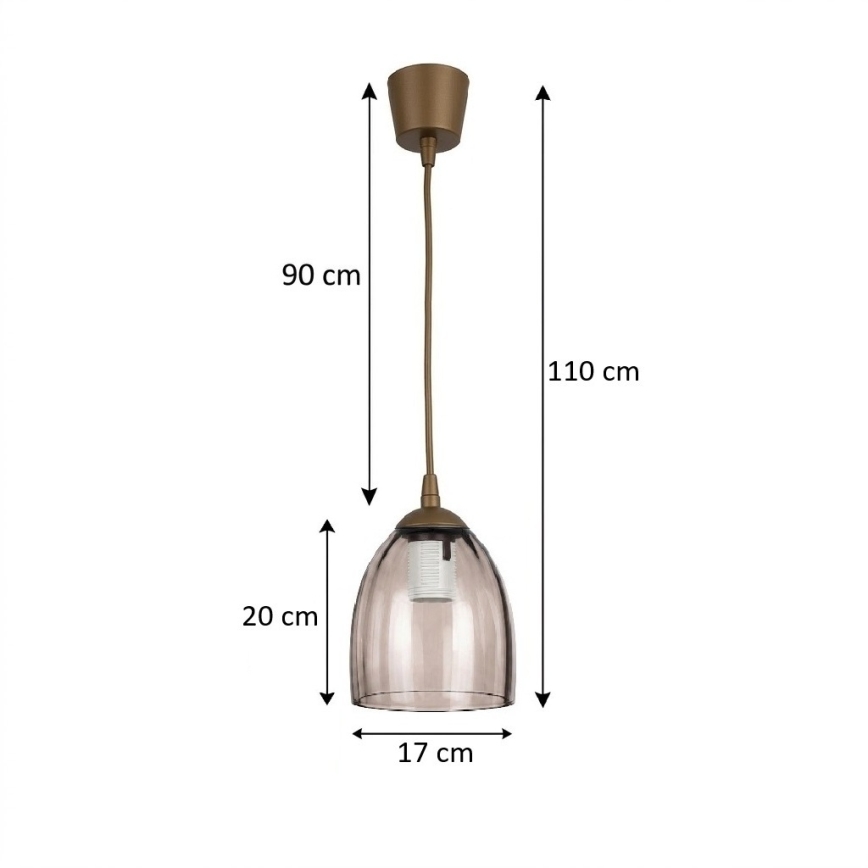Brilagi - LED visilica na kabelu RETRO GLASS 1xE27/60W/230V pr. 17 cm smeđa/dimljeno bež