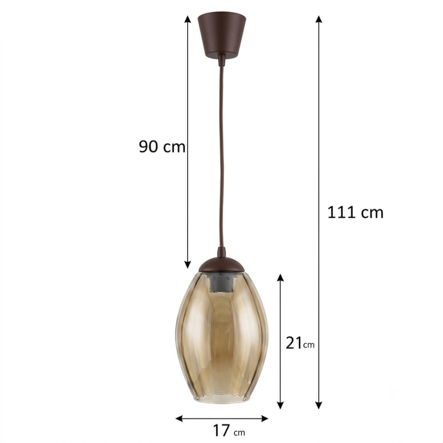 BRILAGI - LED luster na sajli RETRO GLASS 1xE27/60W/230V Ø 17 cm smeđa/zadimljeno bež