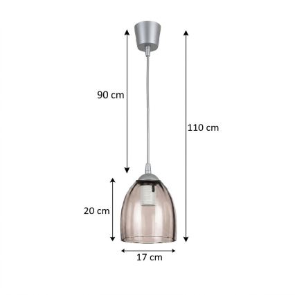 Brilagi - LED luster na sajli RETRO GLASS 1xE27/60W/230V Ø 17 cm srebrna/zadimljena bež