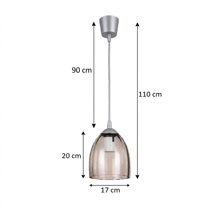 Brilagi - LED luster na sajli RETRO GLASS 1xE27/60W/230V Ø 17 cm srebrna/zadimljena bež