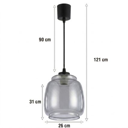 Brilagi - LED luster na lanku RETRO GLASS 1xE27/60W/230V Ø 26 cm crna/dimno-siva