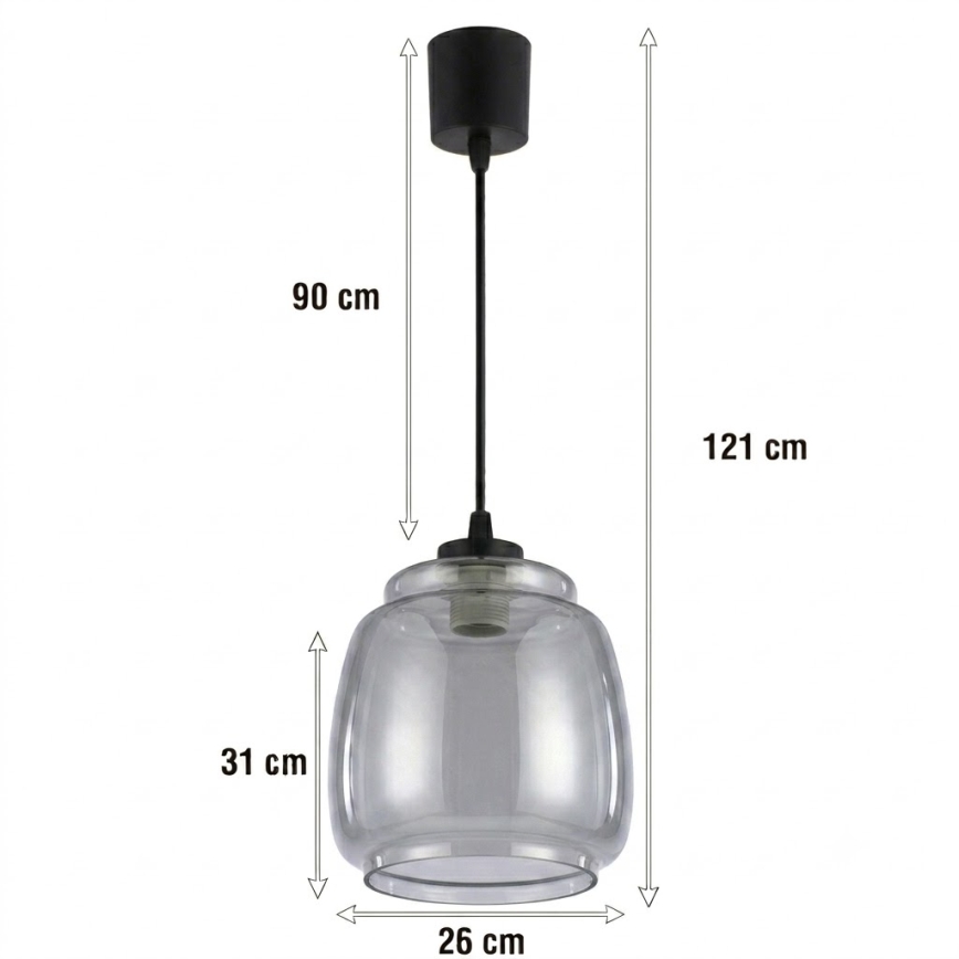 Brilagi - LED luster na lanku RETRO GLASS 1xE27/60W/230V Ø 26 cm crna/dimno-siva