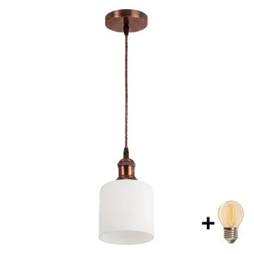 Brilagi - LED luster na sajli RETRO GLASS 1x E27/60W/230V Ø 13 cm bakrena/bijela