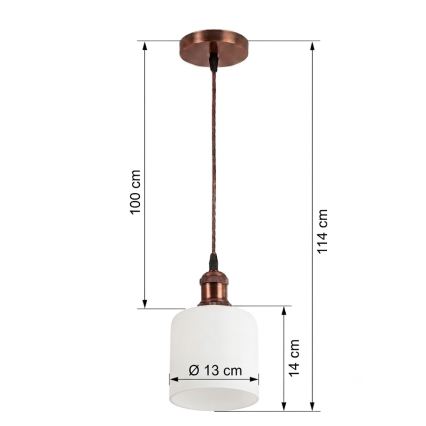 Brilagi - LED luster na sajli RETRO GLASS 1x E27/60W/230V Ø 13 cm bakrena/bijela