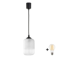 Brilagi - LED luster na sajli RETRO GLASS 1x E27/60W/230V Ø 14 cm crna/bijela